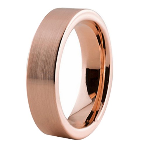 Mens Womens 6MM Rose Gold Plated Carbon Fiber Tungsten Rings Couple Wedding Bands Comfort Fit