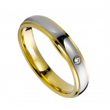 4MM Mens Womens Tungsten carbide Ring With CZ Stone Gold Step EdgeCouple Wedding Bands Carbon Fiber