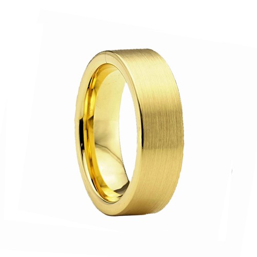 Couples Flat Brushed Tungsten Carbide Rings Gold Wedding Bands Mens Womens Carbide Carbon Fiber