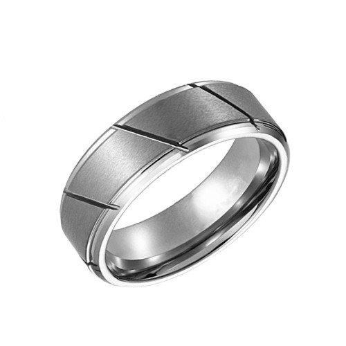 8MM Couples Silver Oblique Groove Matte Tungsten Carbide Rings Carbon Fiber Couples Wedding Bands Comfort fits
