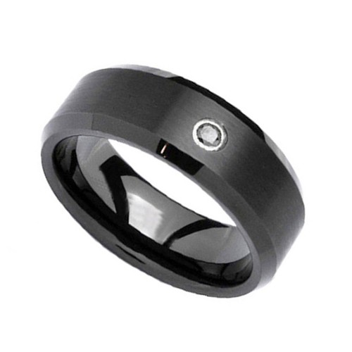 Mens Womens Black Tungsten Carbide Rings Zircon Inlaid 8mm Top Carbon Fiber Couples Wedding Bands Comfort fits