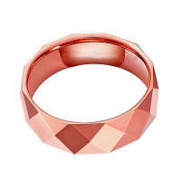 8mm Rose Gold Couples Faceted Tungsten Carbide Rings Wedding Bands Personalized Carbon Fiber Mens Womens