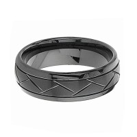 Mens Womens 8MM Black Domed Grooved Tungsten Carbide Rings Brushed Couple Wedding Bands Male Carbon Fiber