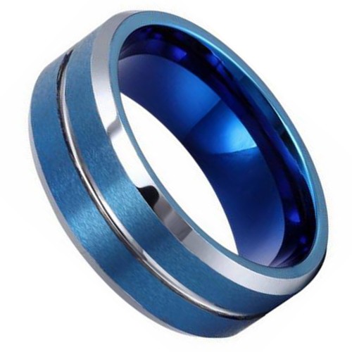 Couples Tungsten Carbide Rings With Groove Silver Beveled Edge Carbon Fiber Engraved Rings Unisex Carbon Fiber