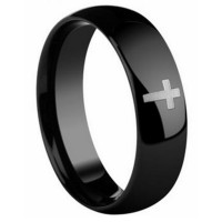 3.5MM Black Mens Womens Full Arc Cross Carbide Tungsten Ring High Polished Tail Carbon Fiber Couple Wedding Bands