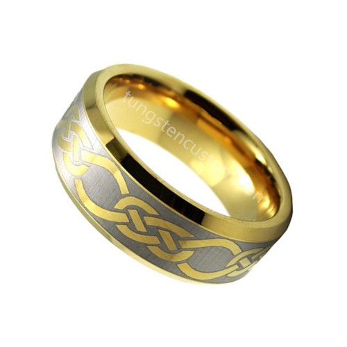 8MM Jewelry Gold Tungsten Carbide Rings Celtic Couples Wedding Bands Mens Womens personalized Carbon Fiber