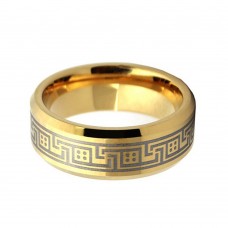 Gold Celtic Tungsten Carbide Rings Mens Womens Polished Beveled Edge Wedding Bands Engraved Carbon Fiber
