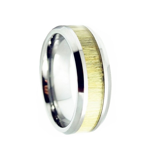 8MM Couples Tungsten Carbide Rings Wood Grain Inlaid Beveled Edge Polished Finished Mens Womens Carbon Fiber Wedding Bands