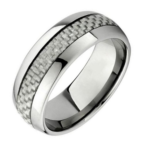 8MM Couple Tungsten Carbide Rings Inlaid Silver Carbon Fiber Couple Unisex Wedding Bands Comfort fits