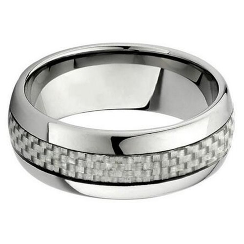 8MM Couple Tungsten Carbide Rings Inlaid Silver Carbon Fiber Couple Unisex Wedding Bands Comfort fits