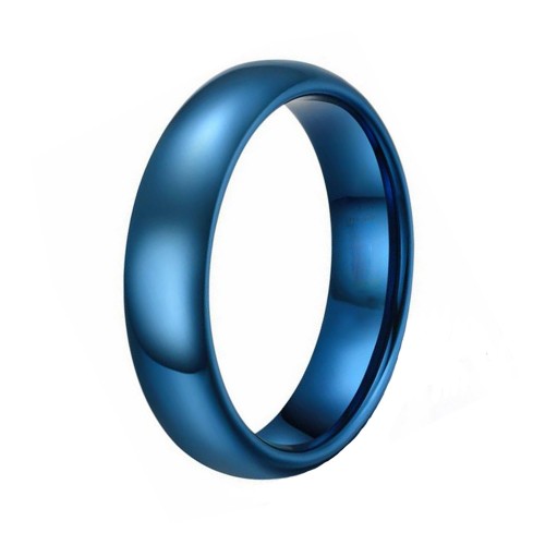 5MM Mens Womens Tungsten Carbide Ring Blue Dome Polished Engraved Carbon Fiber Couple Wedding Bands