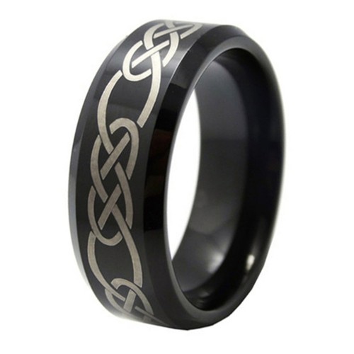 Mens Womens 8MM Black Tungsten Carbide Celtic Jewelry Wedding Band Rings Carbon Fiber Couple Comfort Fit