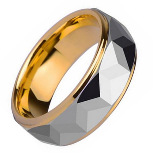 8mm Two Tone Mens Wedding Band Carbon Fiber 925 Sterling Silver Personalized Custom Tungsten Carbide Rings