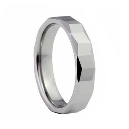 Mens Womens 6MM Silver Multi-faceted Polished Tungsten carbide Rings Couple Wedding Bands Carbon Fiber Unisex