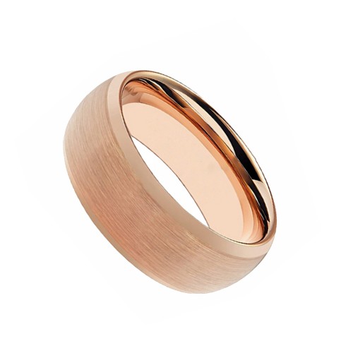 Couples Wedding Bands Rose Gold Plated 8mm Brushed Center Tungsten Carbide Rings Carbon Fiber Unisex Mens Womens