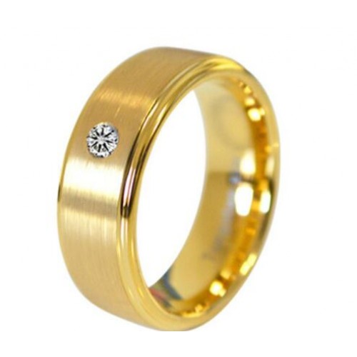 Mens Womens Gold Brushed Tungsten Carbide Rings Zircon Inlaid 8mm Top Carbon Fiber Couples Wedding Bands Comfort fits