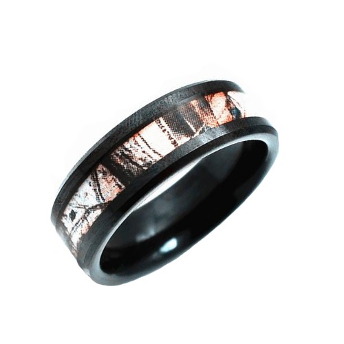 8mm Black Plated Mens Womens Camouflage Hunting Inlay Tungsten Carbide Rings Couple Wedding Bands Carbon Fiber