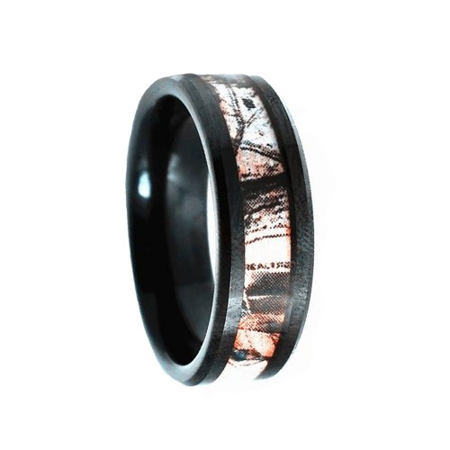 8mm Black Plated Mens Womens Camouflage Hunting Inlay Tungsten Carbide Rings Couple Wedding Bands Carbon Fiber