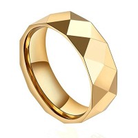 8mm Gold Faceted Couples Tungsten Carbide Rings Wedding Bands Mens Womens Carbon Fiber Couples Wedding Bands