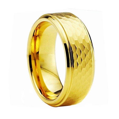 8mm Gold Multi Faceted Step Edge Couples Tungsten Carbide Rings Unisex Carbon Fiber Couples Wedding Bands