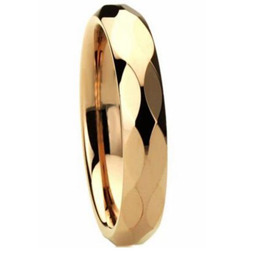 Mens Womens Gold Plating Tungsten carbide Matching Rings Multi Faceted Wedding bands Carbon Fiber