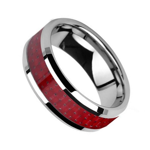 Red Carbon Fiber Inlay Matching Tungsten Carbide Rings Couple Wedding Bands Mens Womens Comfort fit