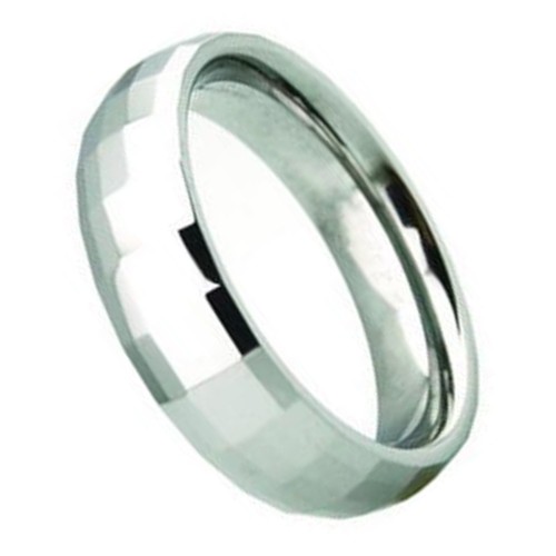6MM Silver Multi-faceted Tungsten carbide Rings Engagement Wedding Bands Couple Carbon Fiber mens womens