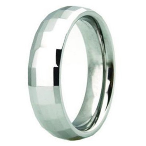 6MM Silver Multi-faceted Tungsten carbide Rings Engagement Wedding Bands Couple Carbon Fiber mens womens