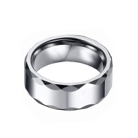 Mens Womens 8MM Fashion Tungsten Carbide Rings Jewelry  Couples Wedding Bands Multi Faceted Edge Carbon Fiber