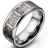 Silver Women Or Men's Cross Tungsten carbide Rings Wedding Bands Silver With Laser Etched Celtic Knot Crosses Couples