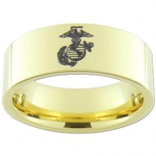 Mens Womens U.S. Marines USMC Corps 14K Gold Plated Tungsten carbide Matching Rings Couple Wedding Bands Carbon Fiber