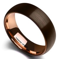 Women's Or Men's Engagement Tungsten carbide Matching Rings Couple Wedding Bands Carbon Fiber Brown Band with Matte Finished