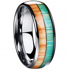 Mens Womens Tungsten Carbide Rings Matching Wood Inlay Carbon Fiber Couple Wedding Bands Comfort Fit