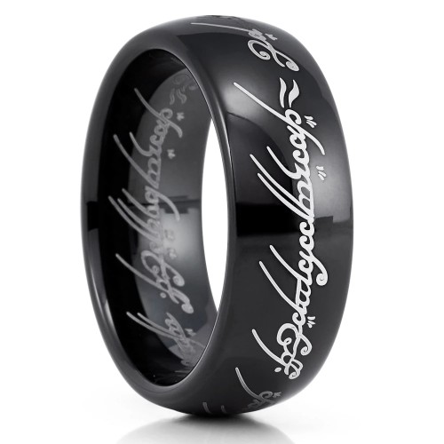 Tungsten Carbide Rings Black Mens Womens Couples Wedding Bands Carbon Fiber Polished Shiny Comfort Fit