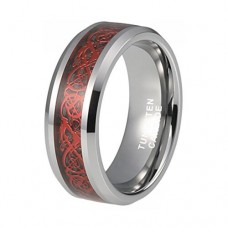 Women's or Men's Engagement Tungsten carbide Matching Rings Celtic Dragon Knot Silver Carbon Fiber Comfort fit