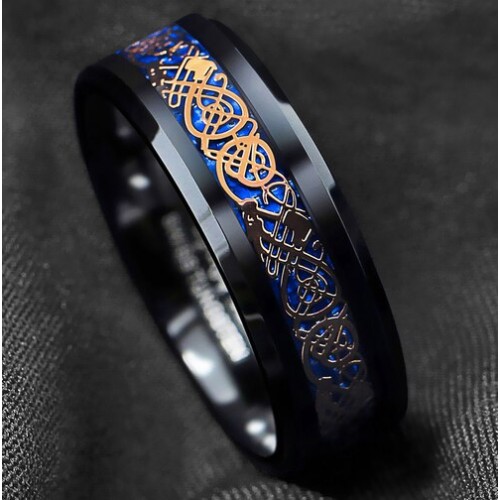 Women Or Men's Tungsten carbide Matching Rings Celtic Dragon Knot Mens Couple Wedding Bands Carbon Fiber