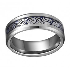  Women Or Men's Celtic Dragon Knot Tungsten carbide Matching Rings Silver Resin Inlay Blue Celtic Couple Wedding Bands