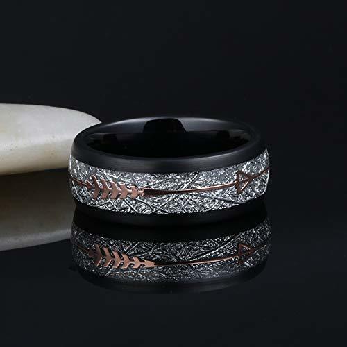 Tungsten Carbide Rings for Mens Womens Couple Wedding Bands Carbon Fiber Matching Black Tone with Rose Gold Cup