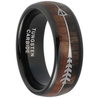  Women's Or Men's Tungsten carbide Matching Rings Couple Wedding Bands Carbon Fiber Black Cupid's Arrow over Wood 