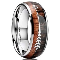 Women's Or Men's Customized Engraving Tungsten carbide Ring Couple Wedding Bands Carbon Fiber Rings,Silver Cupid's Arrow over 