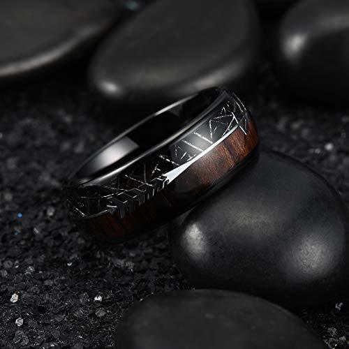 Women's Or Men's Tungsten Carbide Wedding Band Matching Rings,Black Tone Cupid's Arrow with Wood and Inspired Meteorite