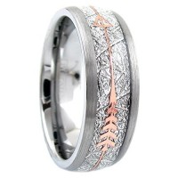 Women's Or Men's Tungsten carbide Matching Rings Couple Wedding Bands Carbon Fiber Rose Gold Tone Cupid's Arrow