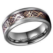 Women Men's Celtic Dragon Knot Tungsten carbide Matching Rings Couple Wedding Bands Carbon Fiber Silver Celtic Dragon Knot