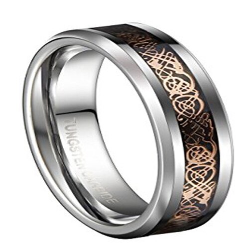 Women Men's Celtic Dragon Knot Tungsten carbide Matching Rings Couple Wedding Bands Carbon Fiber Silver Celtic Dragon Knot