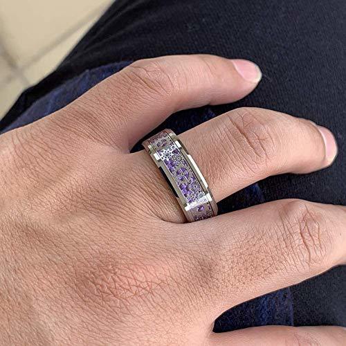 Women's or Men's Tungsten Carbide Wedding Band Watches Gear Rings Violet Purple Inlay Silver Mechanical Gears