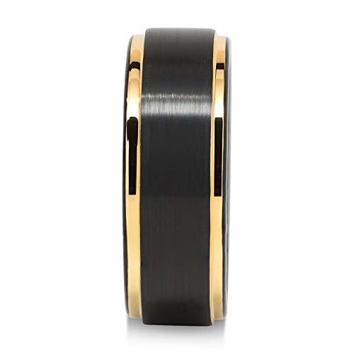 Women's Or Men's Engagement Tungsten carbide Matching Rings 14K Yellow Gold and Black Wedding Bands Carbon Fiber