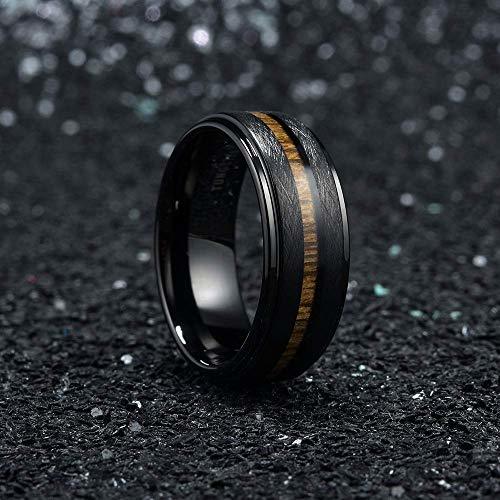 Women's Or Men's Couple Wedding Bands Carbon Fiber Tungsten carbide Matching Rings Black with Center