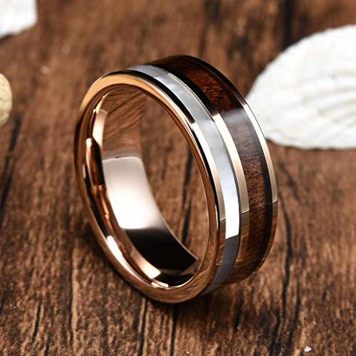 Women's Or Men's Custom Tungsten carbide Matching Rings, Couple Wedding Bands Carbon Fiber Yellow Gold White Shell