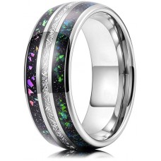  Women's Or Men's Engagement Tungsten carbide Matching Rings Silver Tone Couple Wedding Bands Carbon Fiber