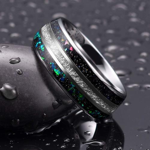  Women's Or Men's Engagement Tungsten carbide Matching Rings Silver Tone Couple Wedding Bands Carbon Fiber